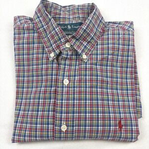 Ralph Lauren Custom Fit Plaid Button Down L/S Mens Shirt Sz. L Ivy League Preppy